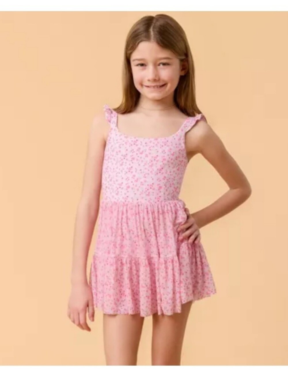 Blogilates Girls' Mommy & Me Ballerina Ruffle Dress - Pink Floral Print